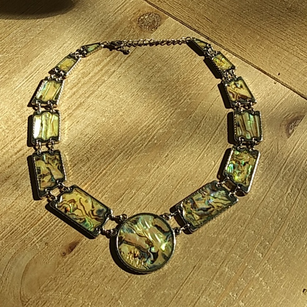 Silver Multi Colored Asymmetrical Stament Necklace - Picture 13 of 17